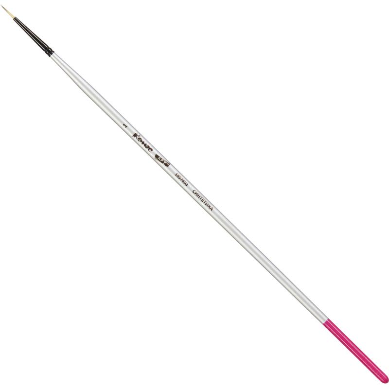 Кисть художественная Комус Арт синтетика средн.жест,кругл.,№1,длинная ручка