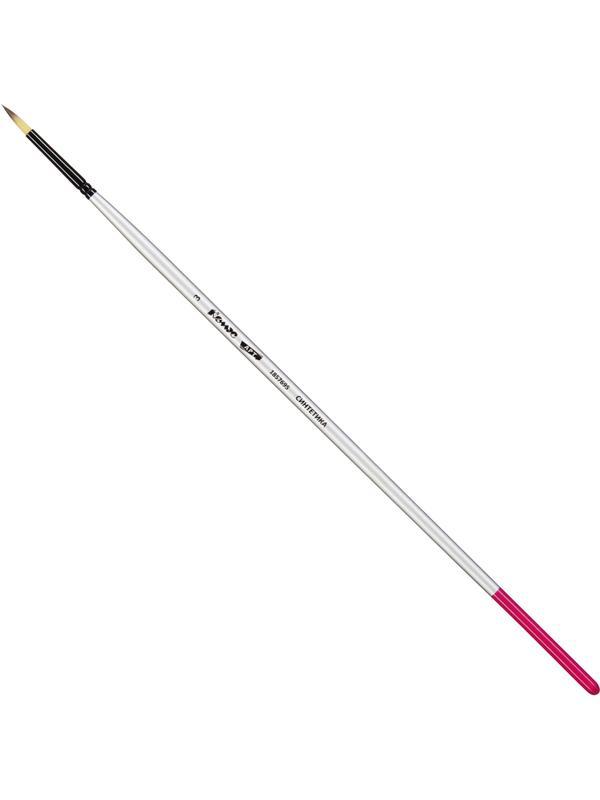 Кисть художественная Комус Арт синтетика средн.жест,кругл.,№3,длинная ручка