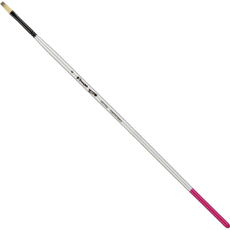 Кисть художественная Комус Арт синтетика средн.жест,плоск.,№4,длинная ручка