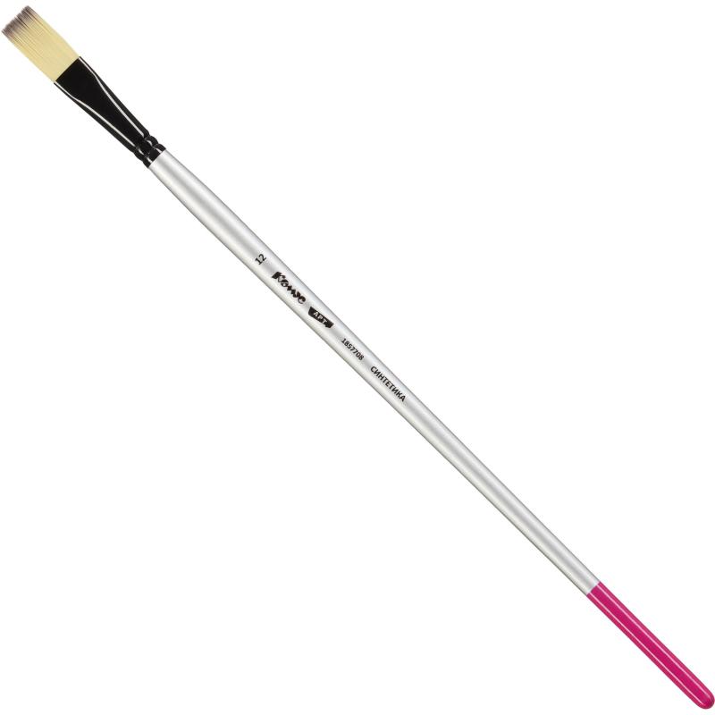 Кисть художественная Комус Арт синтетика средн.жест,плоск,№12,длинная ручка