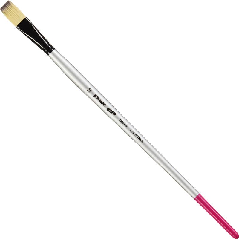 Кисть художественная Комус Арт синтетика средн.жест,плоск,№14,длинная ручка