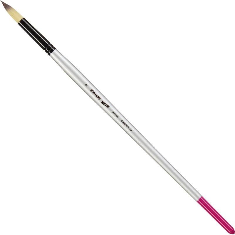 Кисть художественная Комус Арт синтетика средн.жест,кругл.,№9,длинная ручка