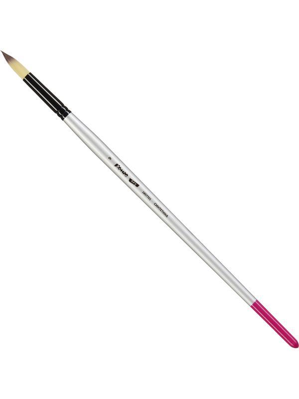 Кисть художественная Комус Арт синтетика средн.жест,кругл.,№9,длинная ручка