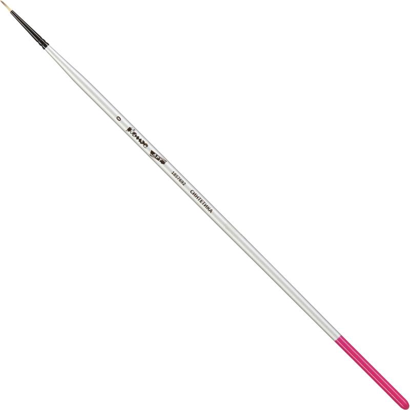 Кисть художественная Комус Арт синтетика средн.жест,кругл.,№0,длинная ручка