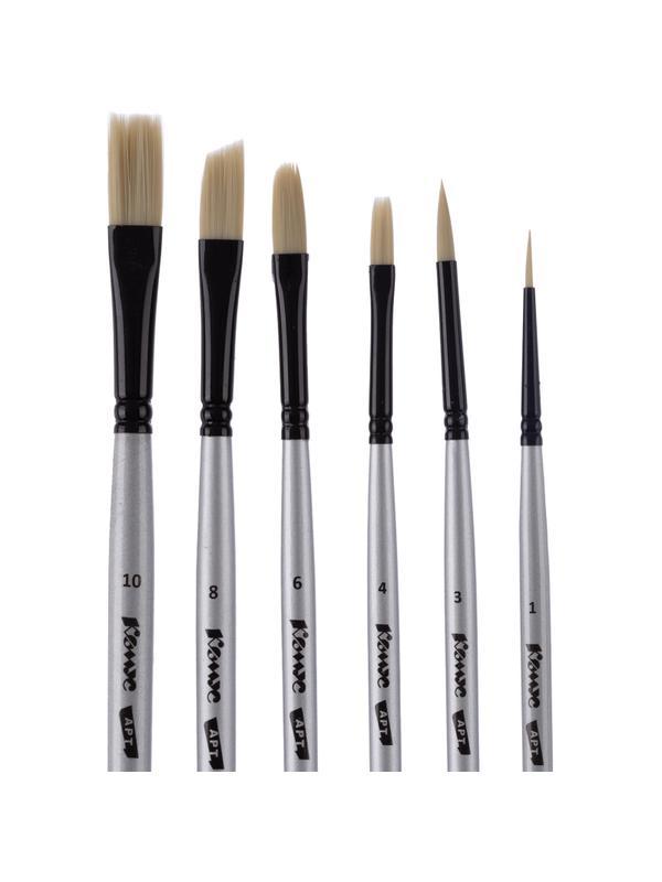Набор кистей художественных Комус Арт,синтетика жесткая,длин.ручка, 6шт/наб