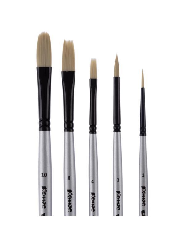 Набор кистей художественных Комус Арт,синтетика жесткая,длин.ручка,5шт/наб