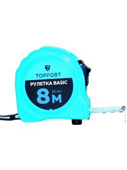 Рулетка TOPFORT BASIC 8мх25мм, пласт корпус, 2 стопора