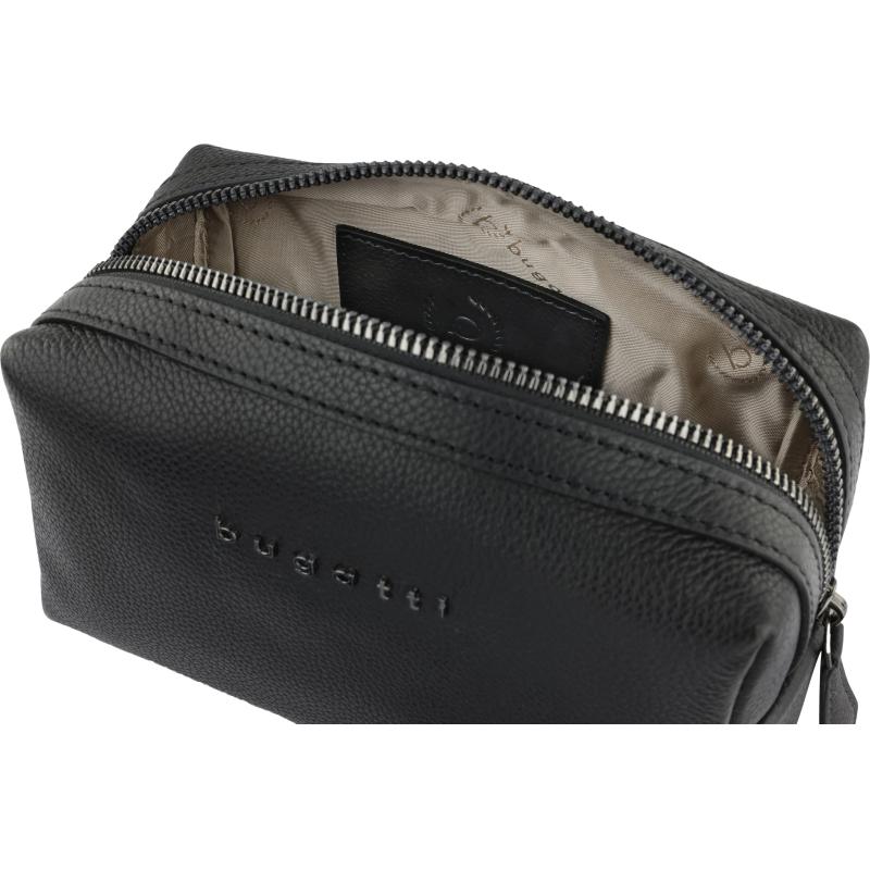 Косметичка BUGATTI Bella, чер, воловья кожа/полиэстер, 19х8,5х11, 49480001