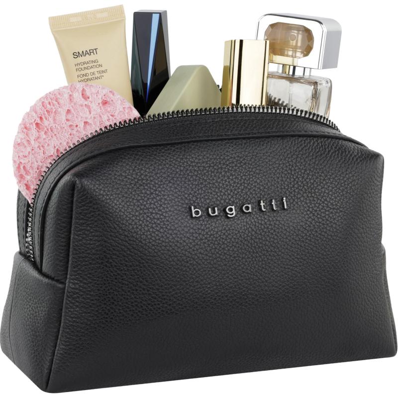 Косметичка BUGATTI Bella, чер, воловья кожа/полиэстер, 19х8,5х11, 49480001
