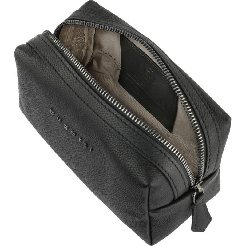 Косметичка BUGATTI Bella, чер, воловья кожа/полиэстер, 19х8,5х11, 49480001