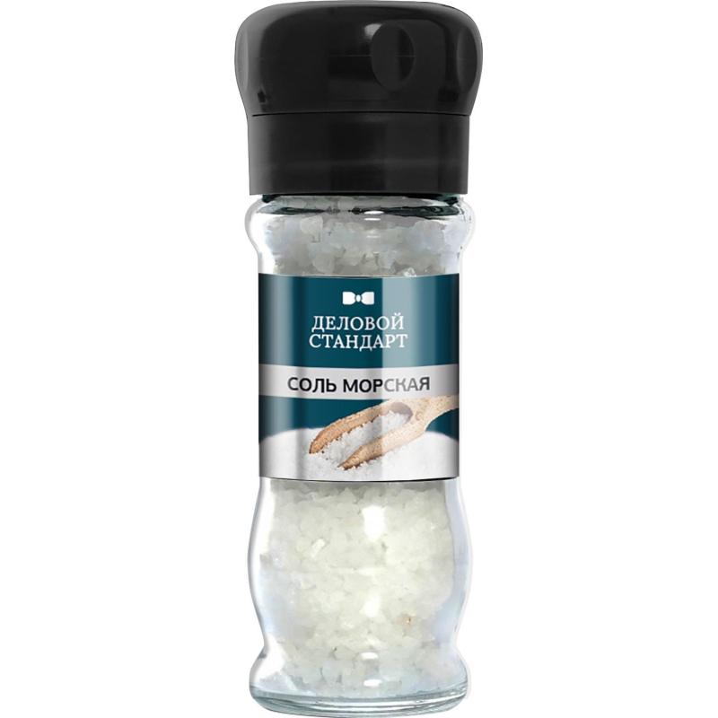 Соль пищевая морская натуральная крупная Деловой Стандарт Мельница 100г