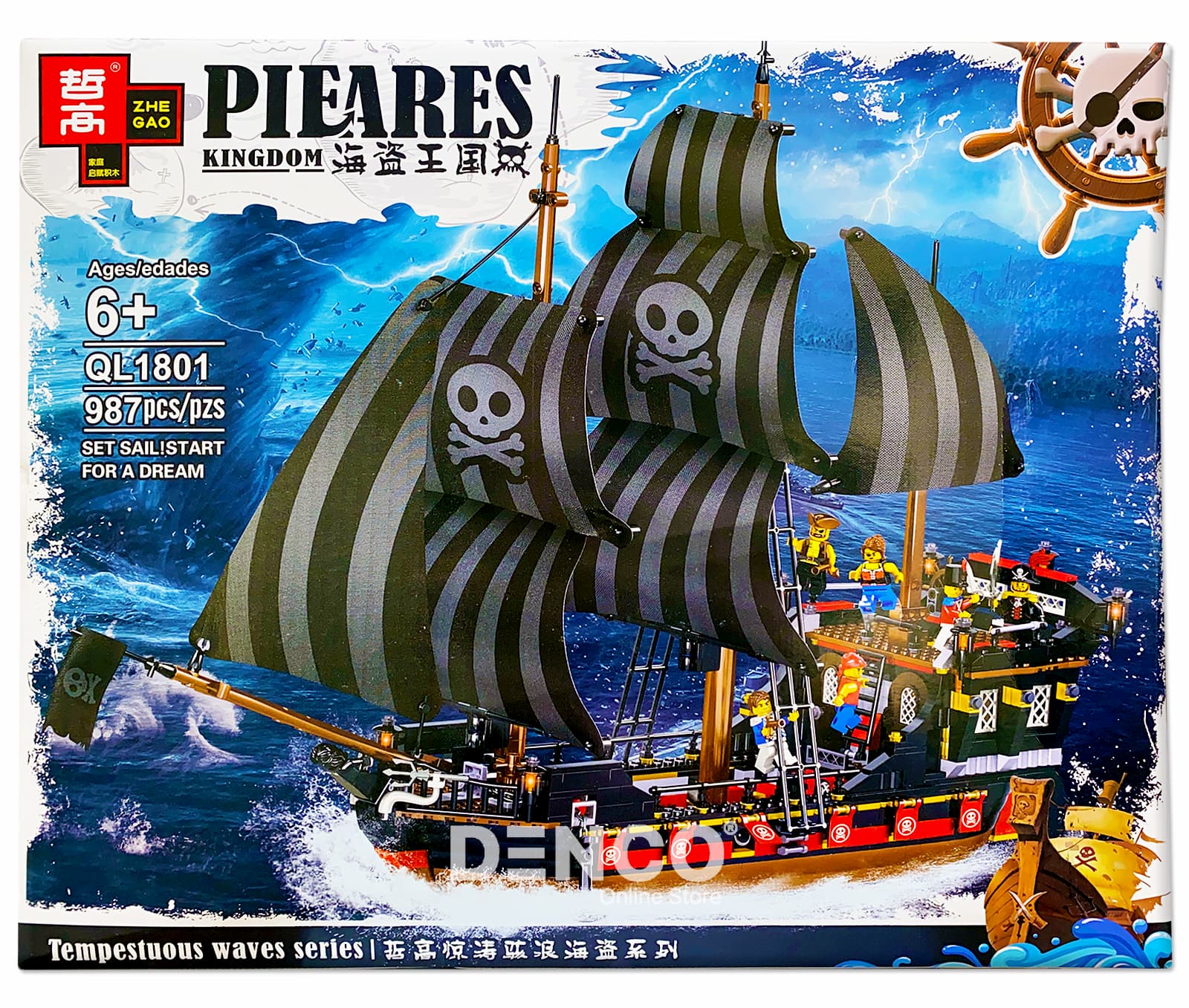 Конструктор Zhe Gao «Пиратский Корабль Каравелла» QL1801 (Pirates of the Caribbean) / 987 деталей