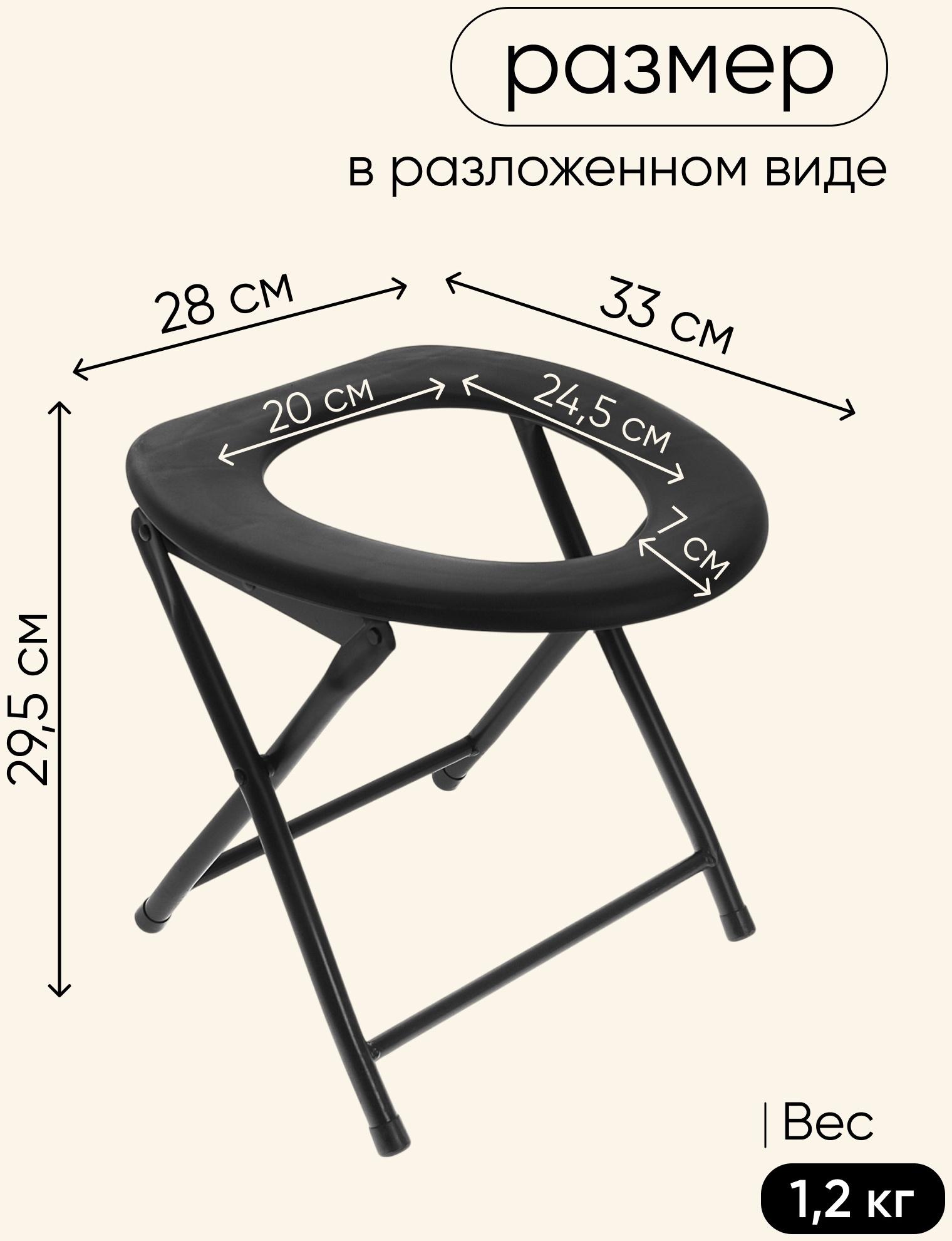 Стул-туалет для туриста, складной, 32х34х36 см, до 75 кг