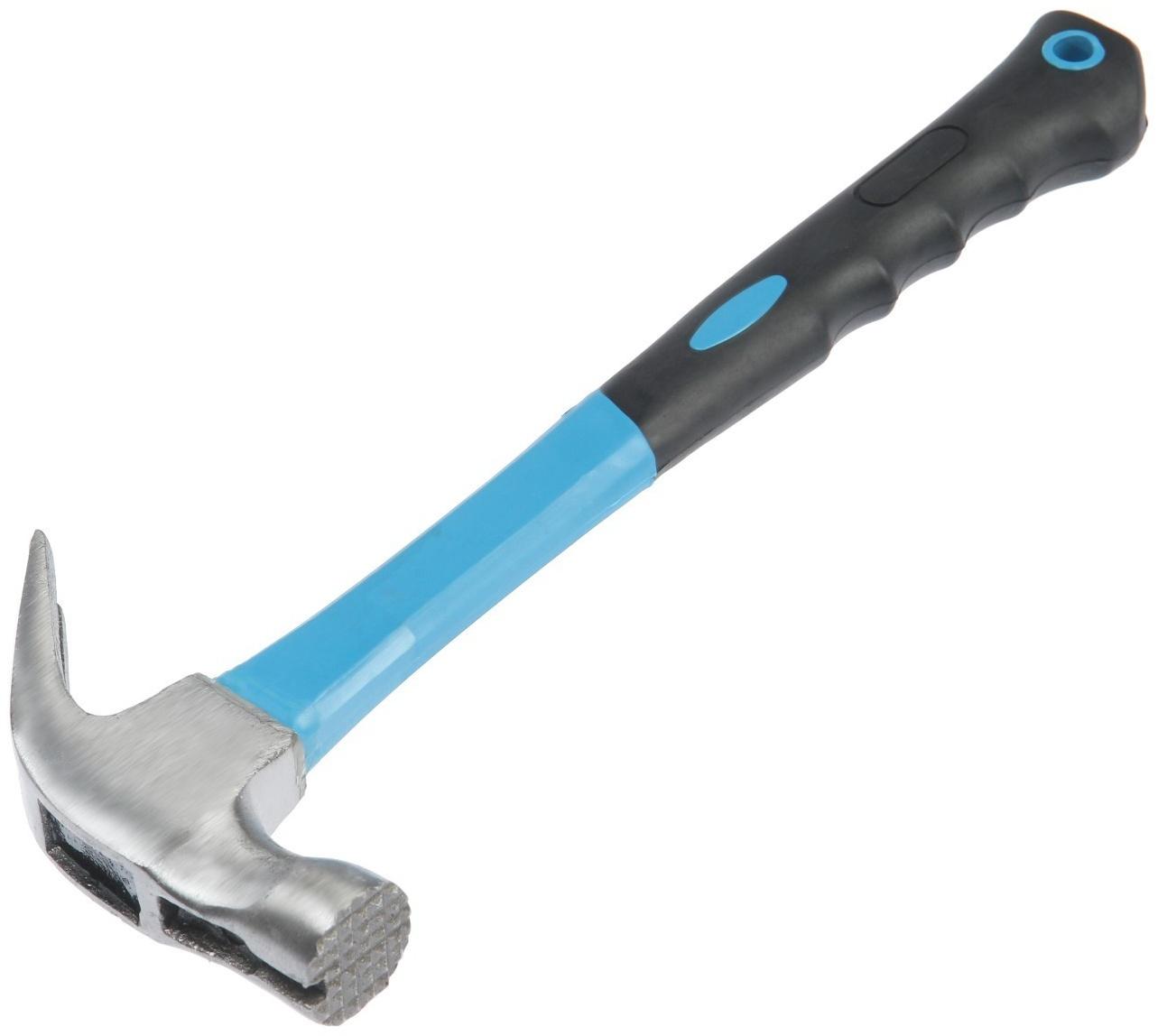 Молоток-гвоздодер ТУНДРА, боек с магнитом, фиберглассовая 2К рукоятка, 250 г