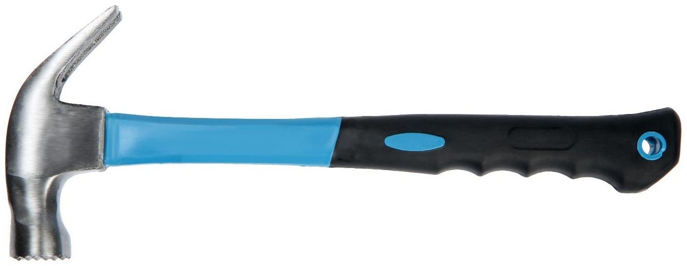 Молоток-гвоздодер ТУНДРА, боек с магнитом, фиберглассовая 2К рукоятка, 250 г