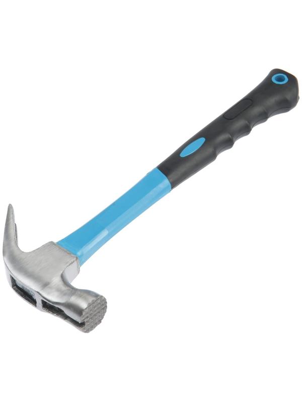 Молоток-гвоздодер ТУНДРА, боек с магнитом, фиберглассовая 2К рукоятка, 250 г