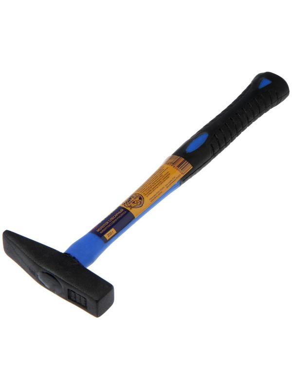 Молоток слесарный ТУНДРА, квадратный боек, фиберглассовая обрезиненная рукоятка, 200 г