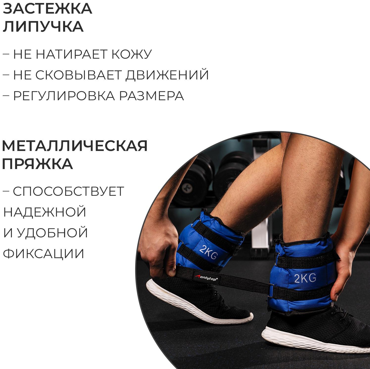 Утяжелители ONLYTOP, 2 шт. х 2 кг, цвет синий