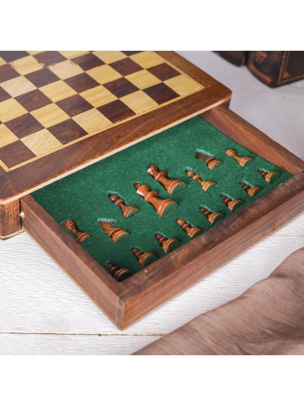 Шахматы магнитные 25,5х25,5х4 см, дерево шишам