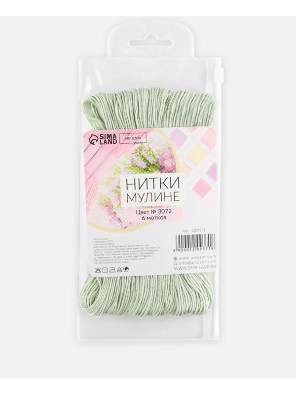 Набор ниток мулине №3064, 8±1 м, 6 шт., светло-зелёный