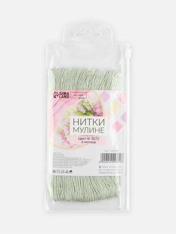 Набор ниток мулине №3064, 8±1 м, 6 шт., светло-зелёный
