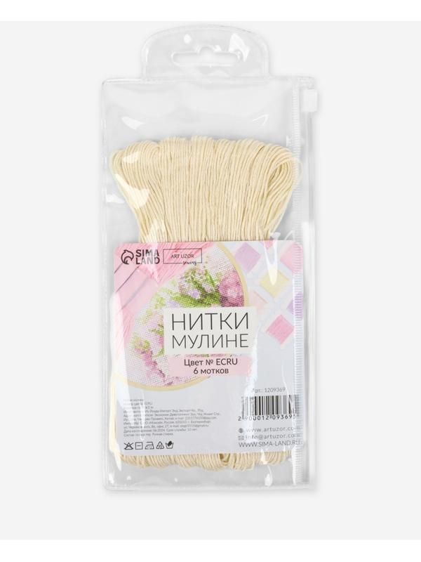 Набор ниток мулине №ECRU, 8±1 м, 6 шт., цвет экрю