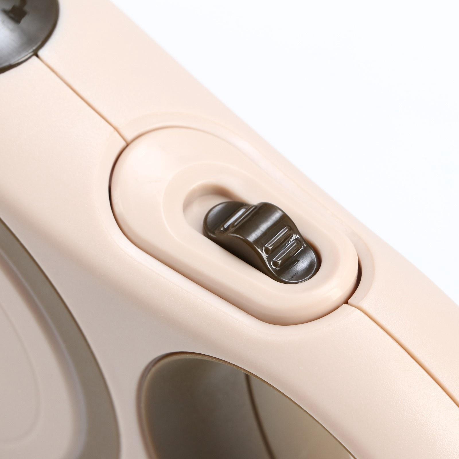 Рулетка с системой эффективного скручивания поводка, 3 м, до 15 кг, бежево-коричневая