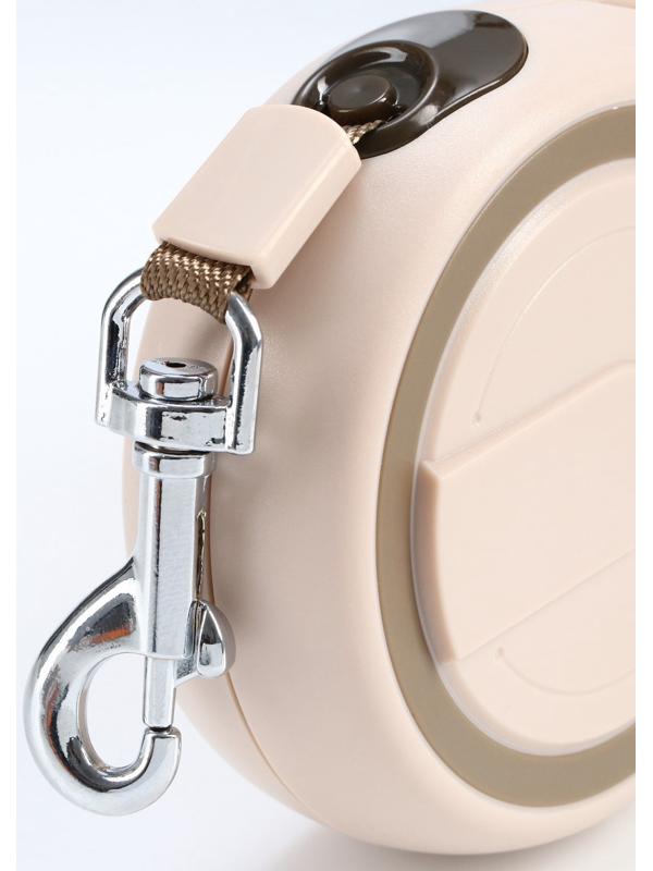 Рулетка с системой эффективного скручивания поводка, 3 м, до 15 кг, бежево-коричневая