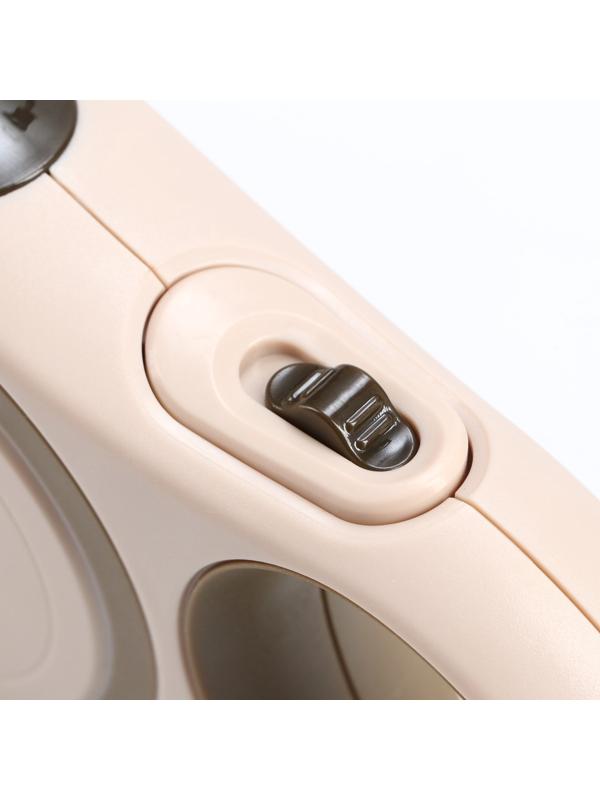 Рулетка с системой эффективного скручивания поводка, 3 м, до 15 кг, бежево-коричневая