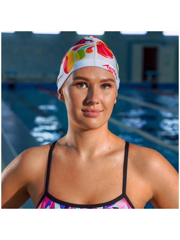 Шапочка для плавания взрослая ONLYTOP Swim Modern, тканевая, обхват 54-60 см