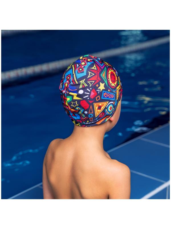 Шапочка для плавания детская ONLYTOP Fusion, тканевая, обхват 46-50 см