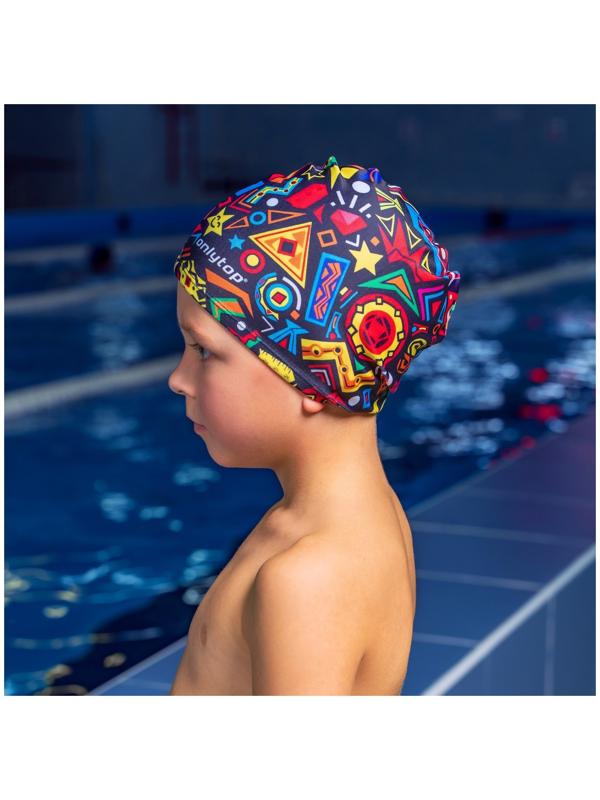 Шапочка для плавания детская ONLYTOP Fusion, тканевая, обхват 46-50 см