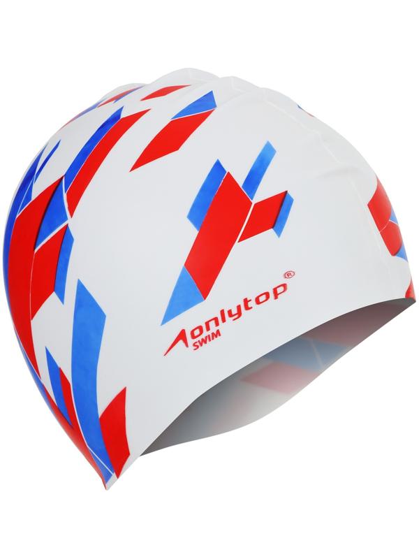 Шапочка для плавания взрослая ONLYTOP «Триколор», силиконовая, обхват 54-60 см