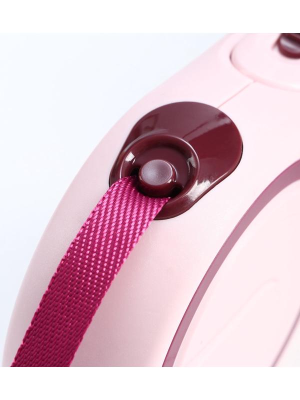 Рулетка с системой эффективного скручивания поводка, 5 м, до 20 кг, розово-бордовая