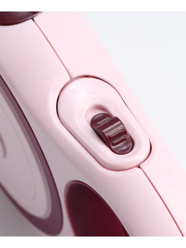 Рулетка с системой эффективного скручивания поводка, 5 м, до 20 кг, розово-бордовая