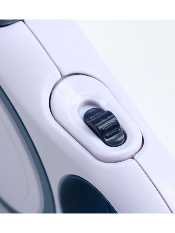 Рулетка с системой эффективного скручивания поводка, 5 м, до 20 кг, серо-синяя