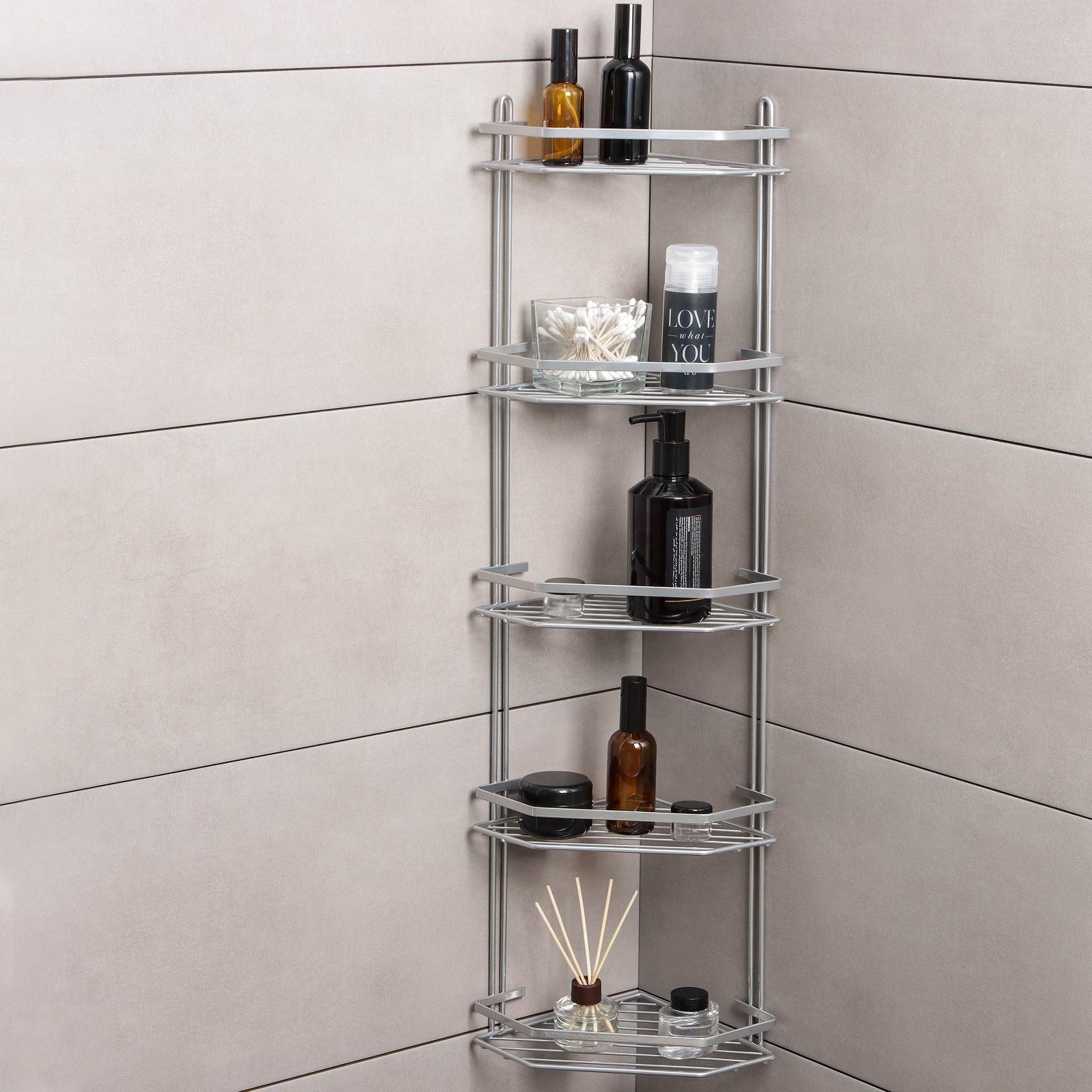 Полка угловая 5-ти ярусная, 20×28×87 см, хром