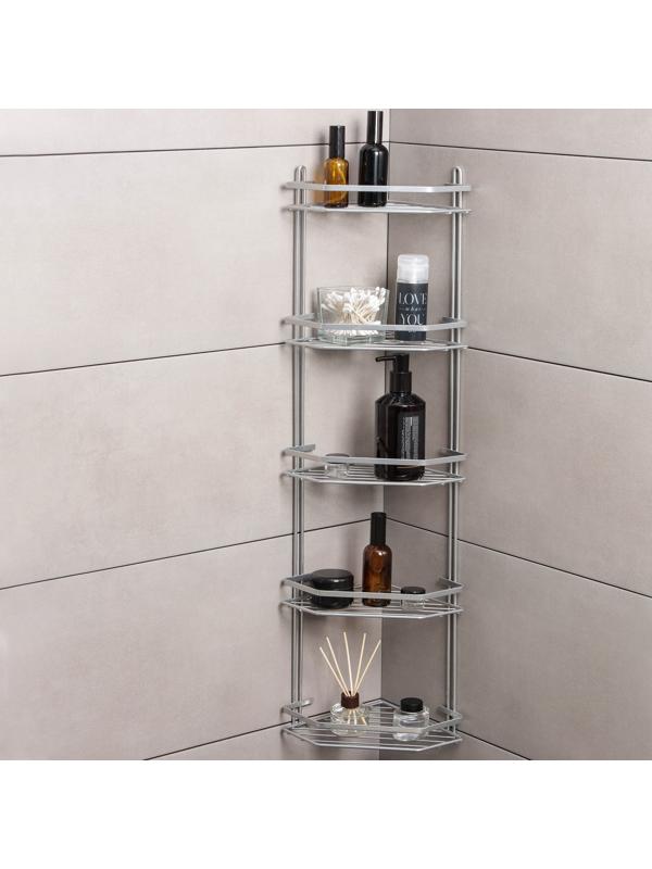 Полка угловая 5-ти ярусная, 20×28×87 см, хром