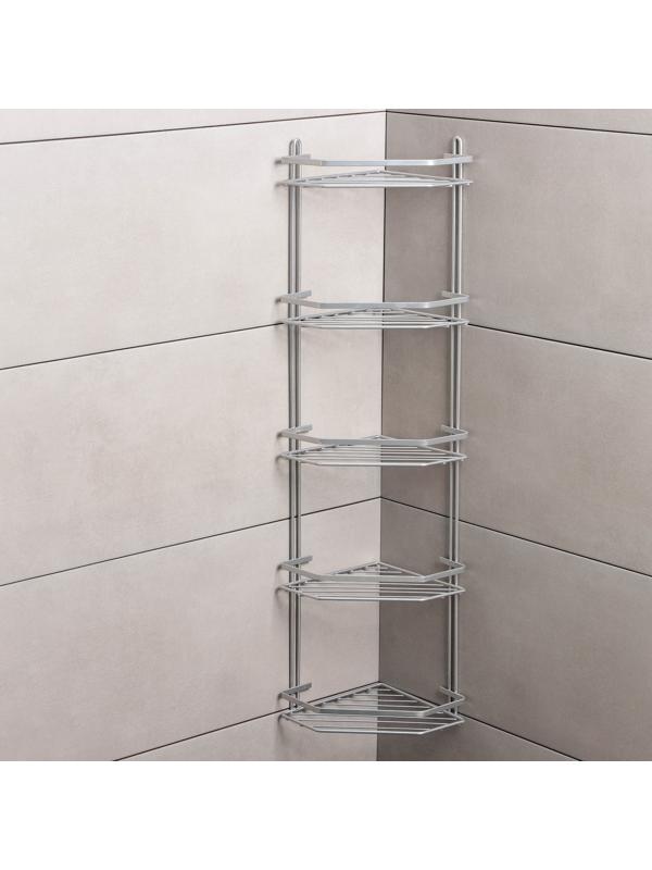 Полка угловая 5-ти ярусная, 20×28×87 см, хром