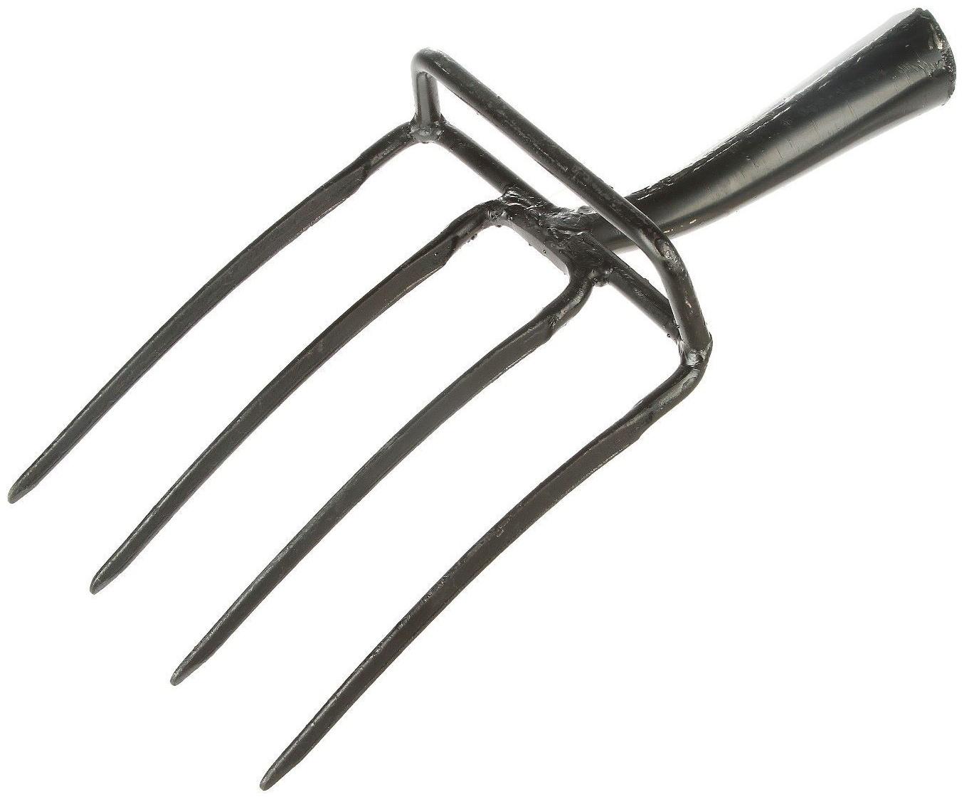 Вилы садово-огородные с упором, 4-рогие, тулейка 40 мм, без черенка, Greengo