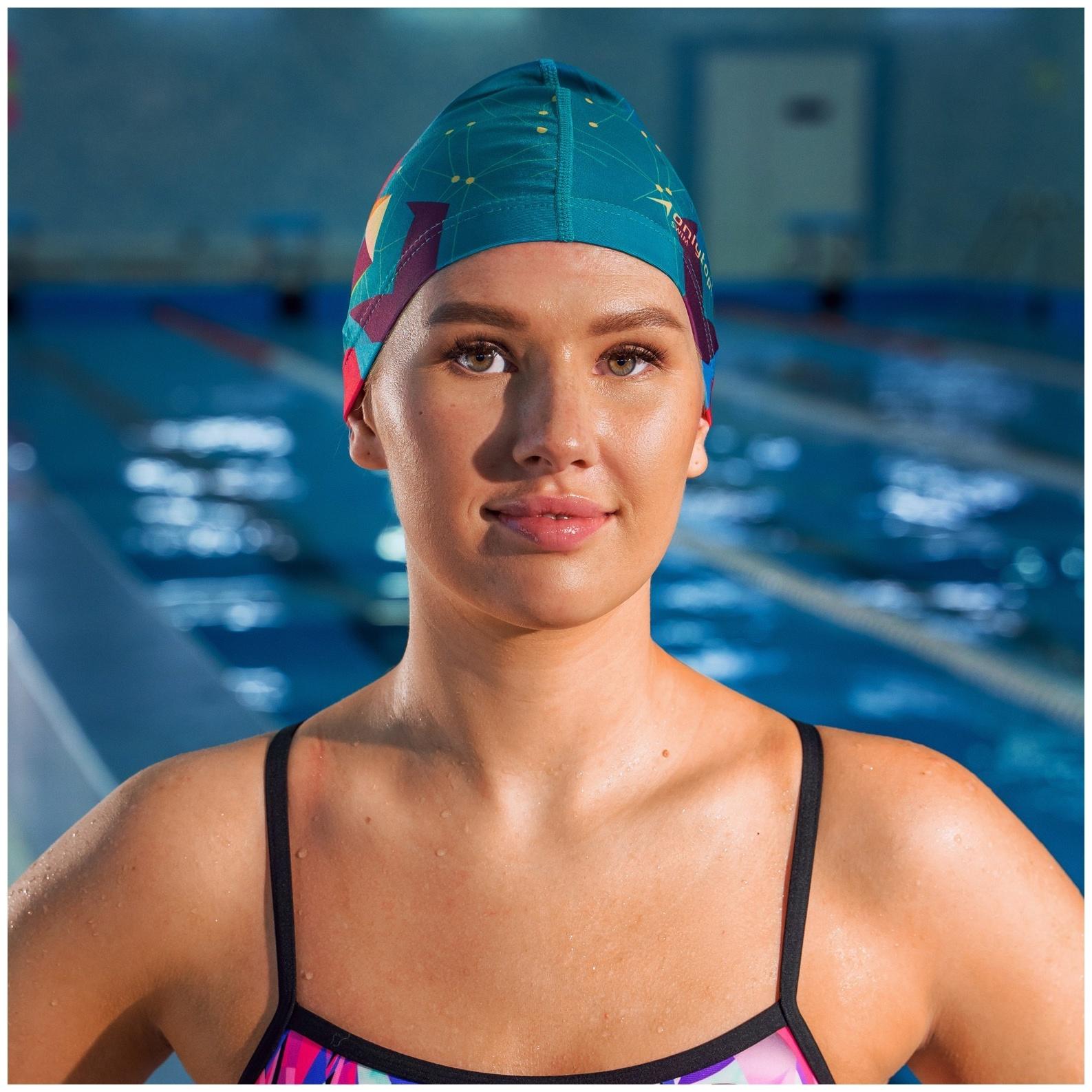 Шапочка для плавания взрослая ONLYTOP Swim, тканевая, обхват 54-60 см