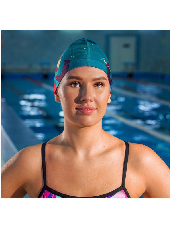 Шапочка для плавания взрослая ONLYTOP Swim, тканевая, обхват 54-60 см