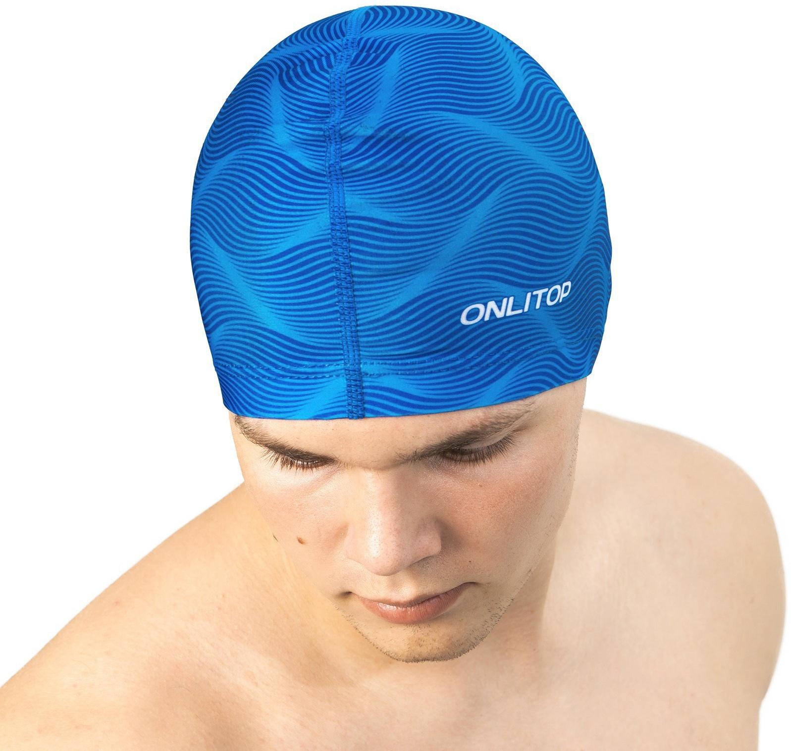 Шапочка для плавания взрослая ONLYTOP Swim, тканевая, обхват 54-60 см