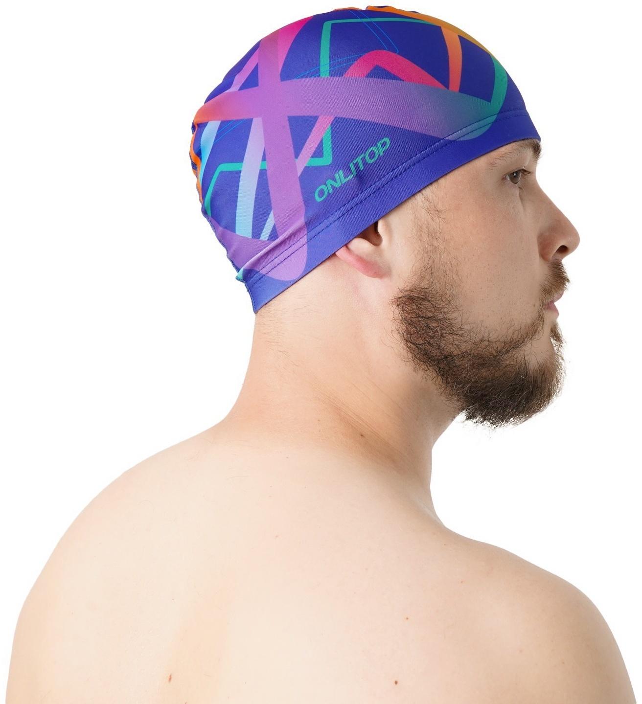 Шапочка для плавания взрослая ONLYTOP, тканевая, обхват 54-60 см