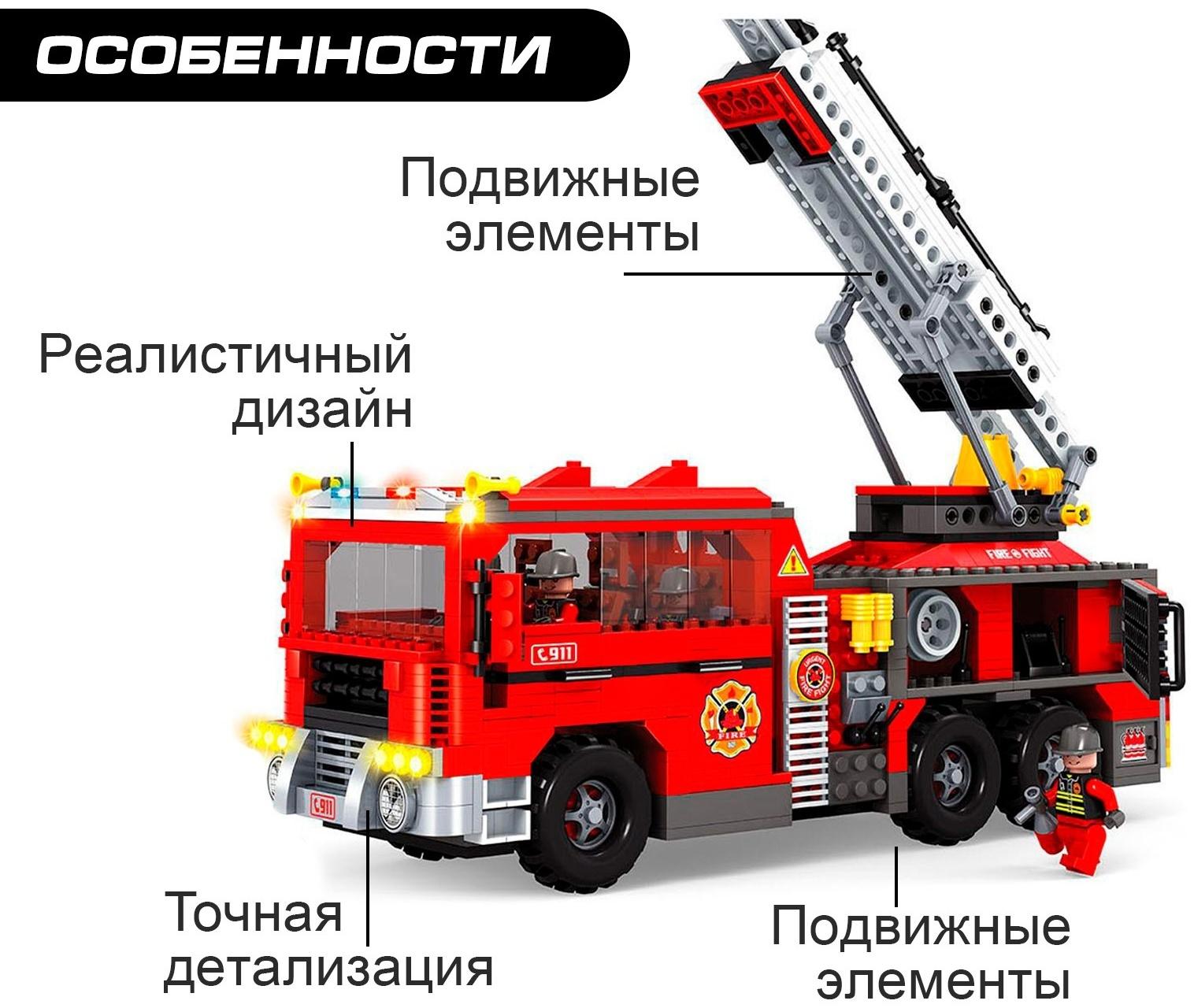 Конструктор Пожарная команда «Машина», 939 деталей