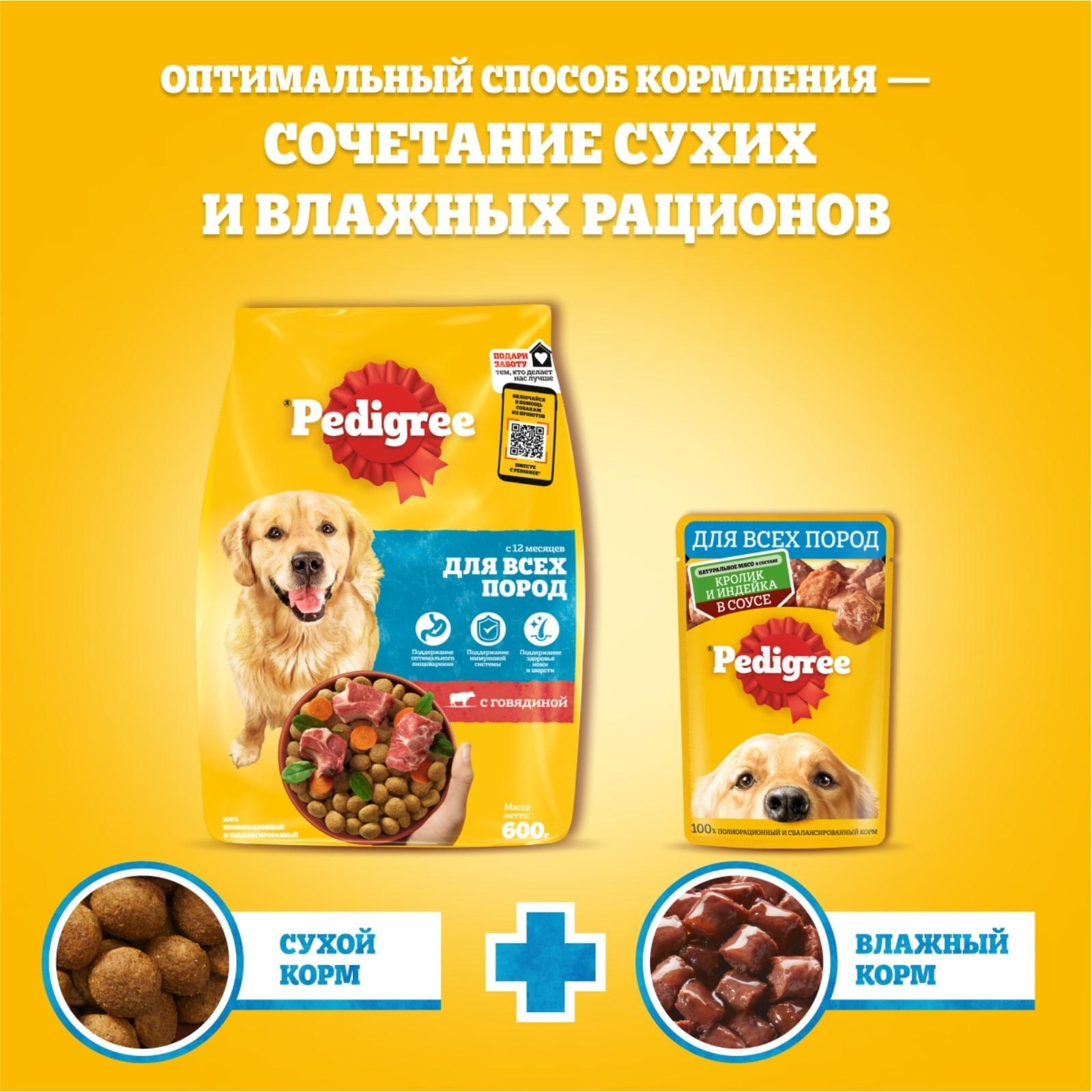 Влажный корм Pedigree для собак всех пород, кролик/индейка в соусе, пауч, 85 г