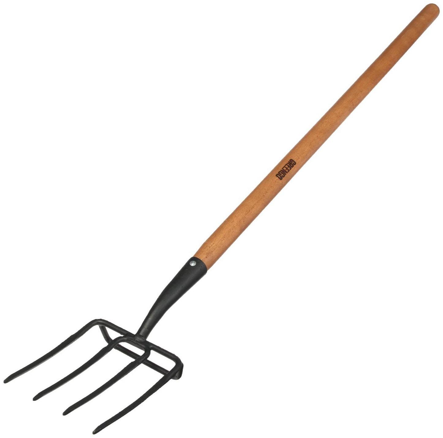 Вилы садово-огородные, 4-рогие, с упором, деревянный черенок, «Премиум», Greengo