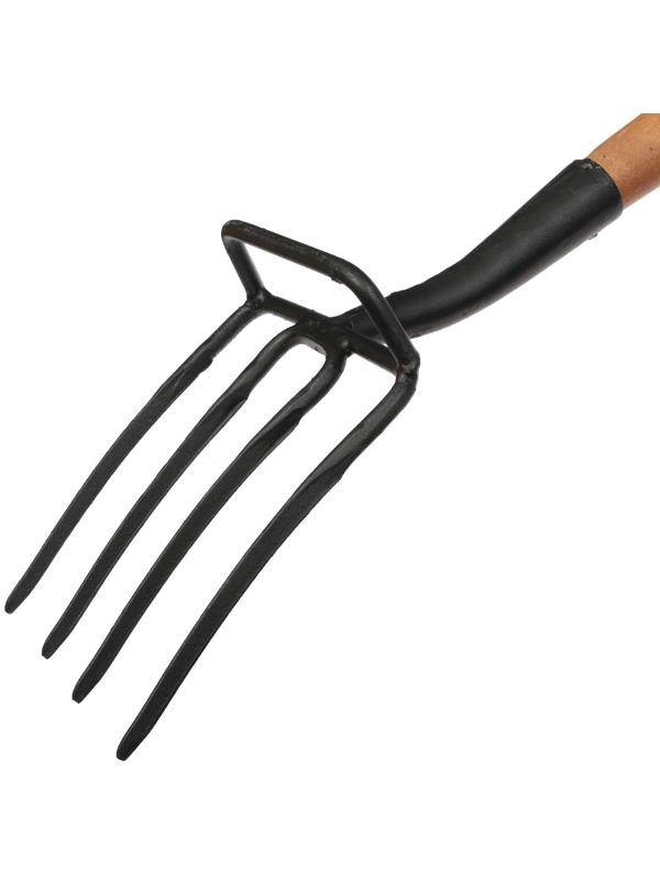 Вилы садово-огородные, 4-рогие, с упором, деревянный черенок, «Премиум», Greengo