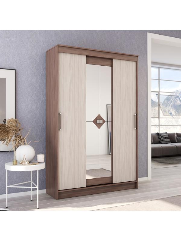 Шкаф-купе «Агат», 1400×2140×465 мм, ясень шимо темный/ясень шимо светлый