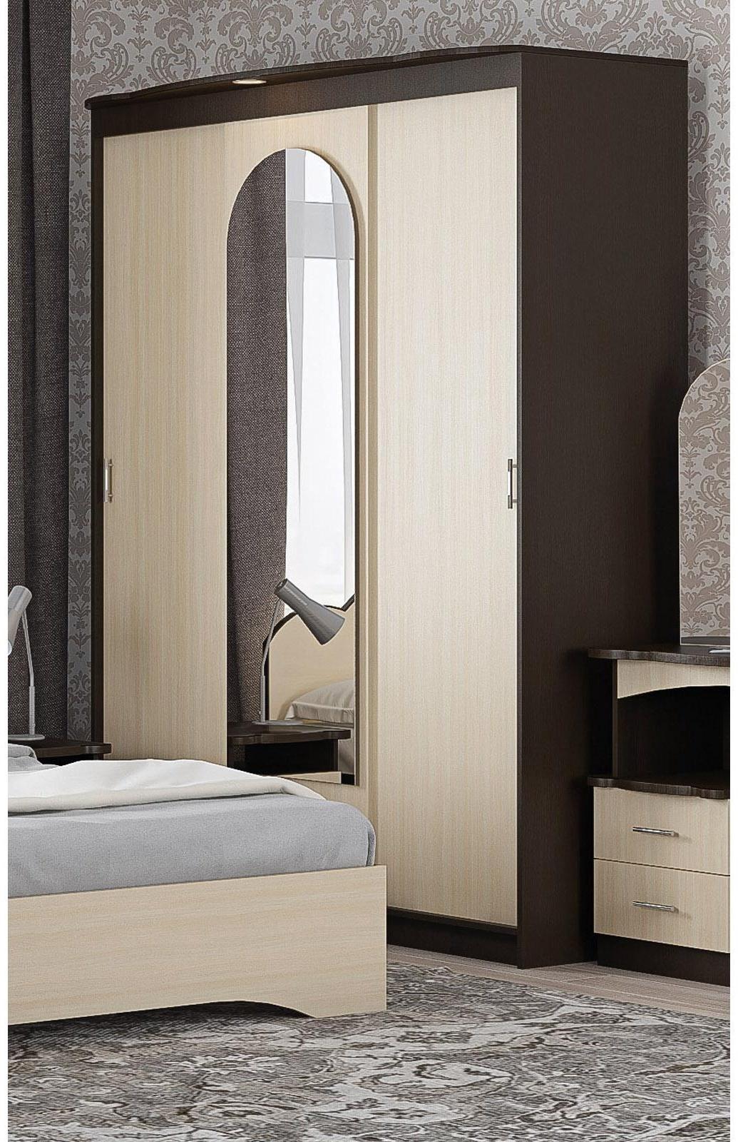 Шкаф купе «Диана», с подсветкой, 2220×1680×580 мм, венге/дуб молочный